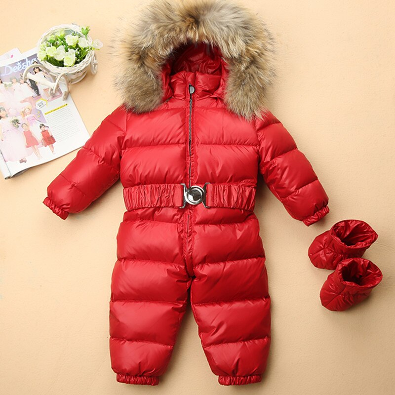 -30 russisk vintersnødress gutt babyjakke 90%  andedun utendørs spedbarnsklær jenter klatring for gutter barn jumpsuit: Rød / 18m