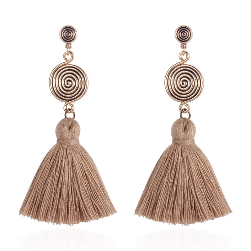 Kwastje Oorbellen Vrouwen Vintage Draad Kwastje Oorbellen Boho Bohemian Vintage Paleis Fringe Tassel Oorbellen Dangle: Khaki