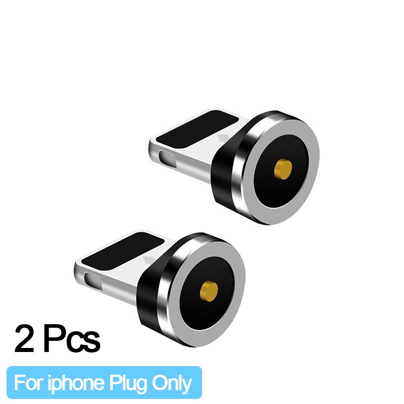 Ronde Magnetische Kabel Plug Micro Usb/Type C / 8 Pin Adapter (Alleen Magnetische Plug) magneet Cabo Connector Stof Stekkers: 2Pcs Plug For iphone
