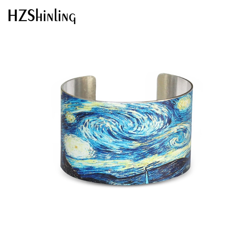 Starry Night Van Gogh cuff bracelet Vincent van Gogh Bangle Wristband Sunflowers Jewelry Floral Famous Paintings, Famous Artist