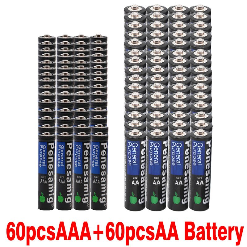 lot 1.5V pile AAA 3A alcaline Zinc carbone LR03 SUM4 et 1.5v pile aa 2a pile sèche alcaline: YELLOW