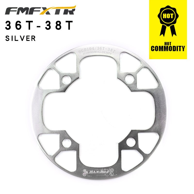 104BCD MTB Fahrrad Kettenblatt Schutz Abdeckung 32T/34T 36T/38T/40T/42T Fahrrad Kettenrad Kurbel Schutz Kettenblatt Schutz: Silber- 36T