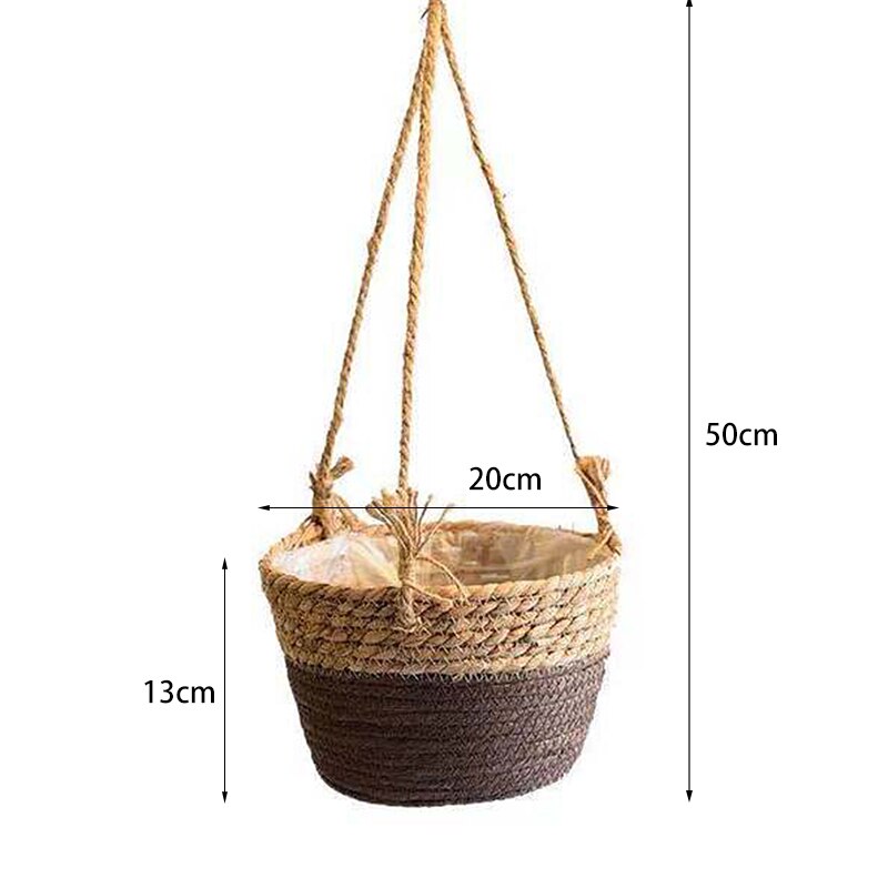 Garden Plant Storage Basket Jute Rope Hanging Planter Woven Indoor Outdoor Flower Holder Macrame Plant Hangers Home Decor
