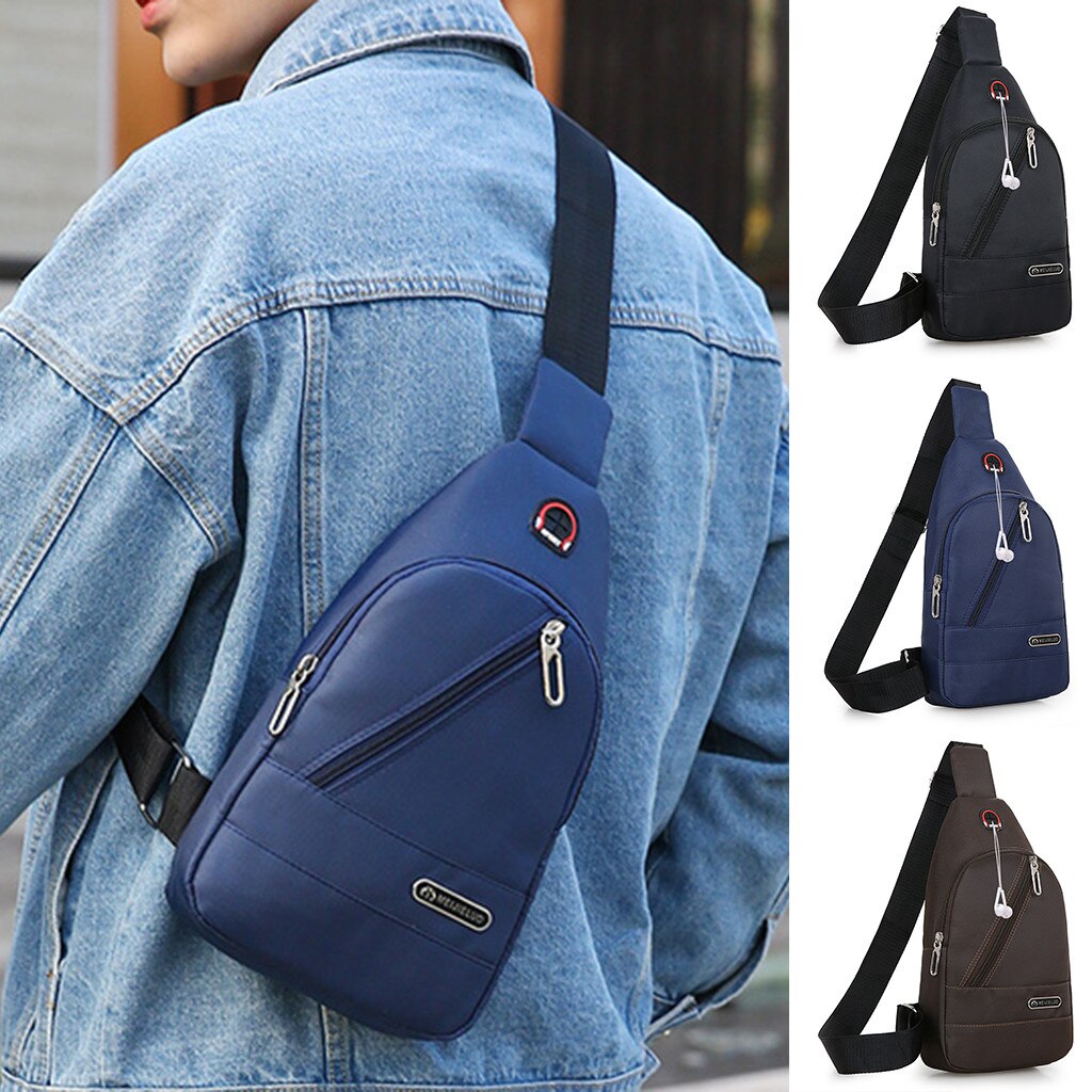 Homme Anti-vol sac à dos hommes fronde un sac à bandoulière garçon étanche voyage petit sac de poitrine Mini décontracté messager sac à bandoulière