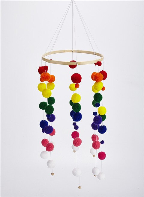 Baby bett Rasseln Handy, Mobiltelefon Windspiele mit Flauschigen Ball Art Zimmer Dekor Bett Hängen spielzeug Zelt Dekor schöNe Fotografie Requisiten: bunt