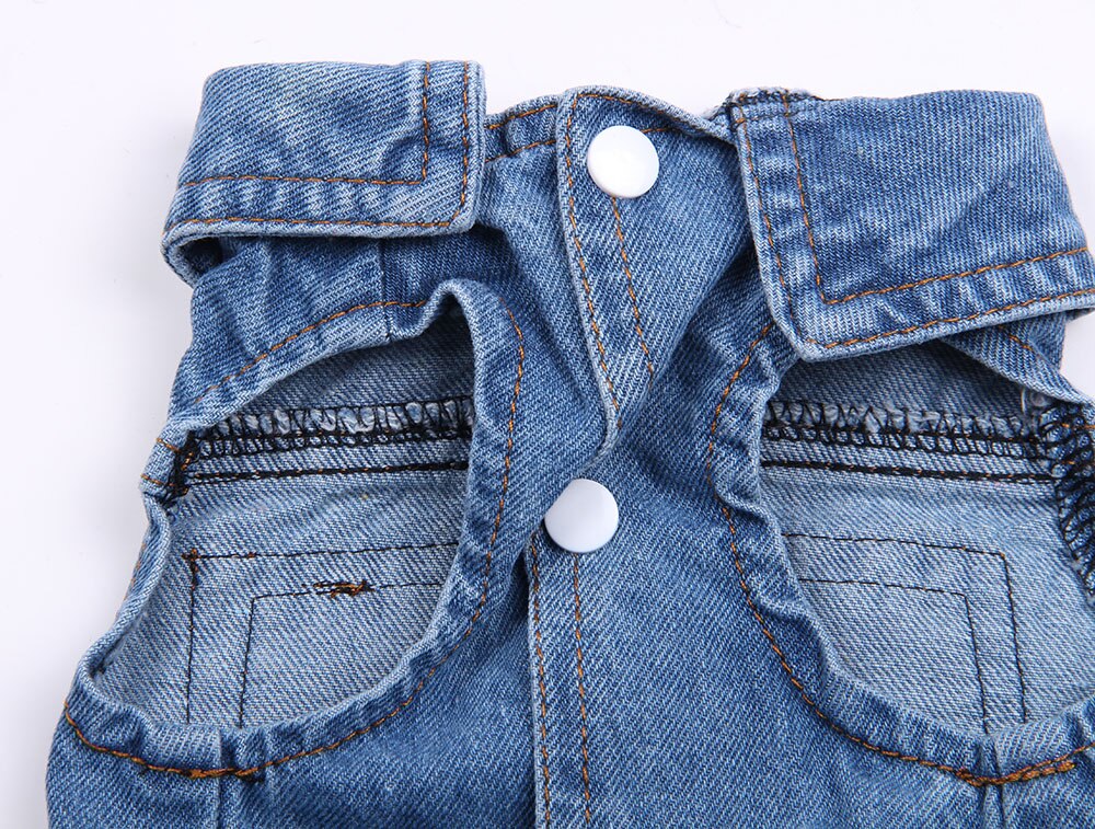Pet Blue Dog Jeans Jacket Letters Print Blue Denim Coat Vest Pet Puppy Clothes Apparel 6 sizes