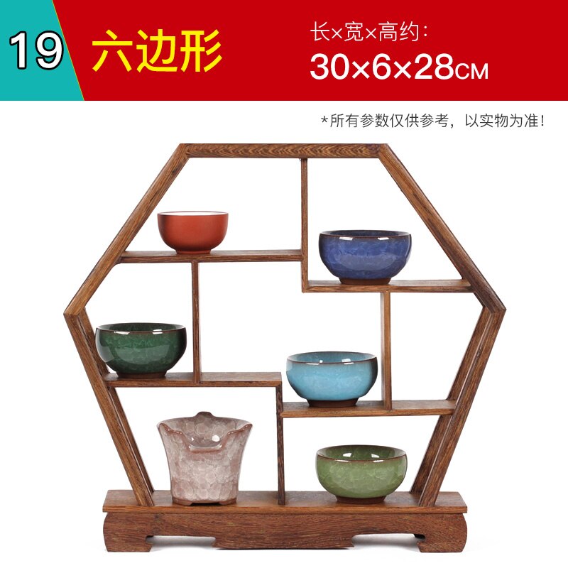 Kleine Massief Houten Eenvoudige Thee Pot Houder Antiek-En-Curiosa Planken Kippenvleugels Hout Chinese Stijl Thee Pot lade: 19 hexagon