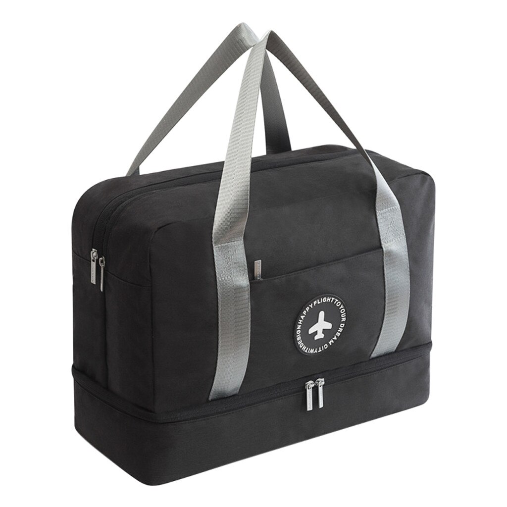 Waterdichte Reistas Voor Man Vrouwen Reizen Plunjezak Schoenen Tas Grote Handbagage Droog Nat Scheiding Opbergtas reizen: Black