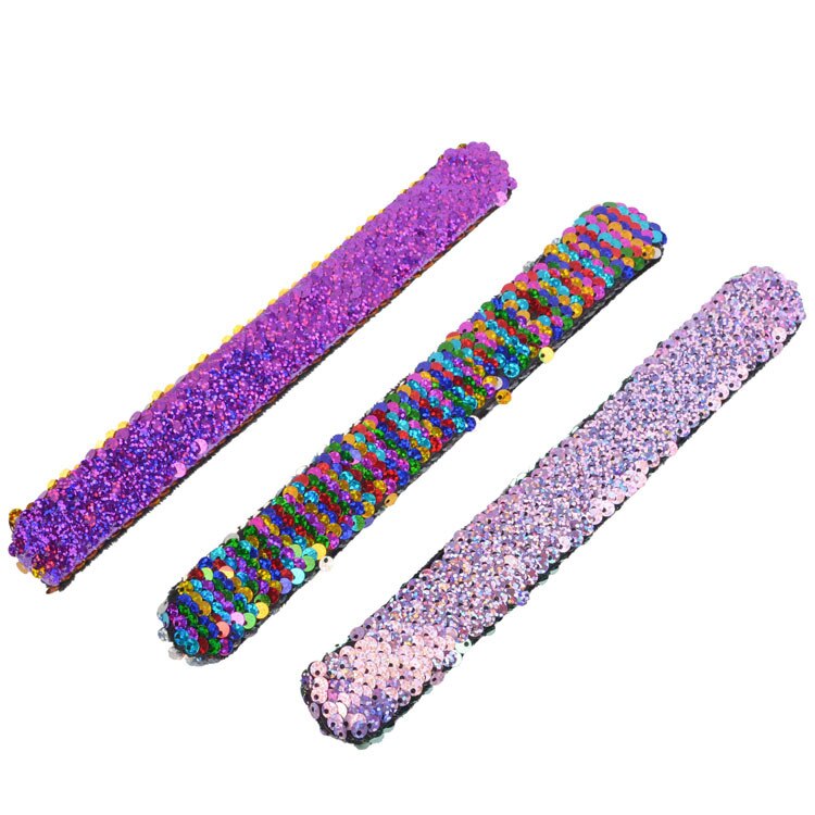 Skinnende glitter pailletter armbånd armbånd syning farve cirkel slap armbånd til børn piger børns julefest smykker