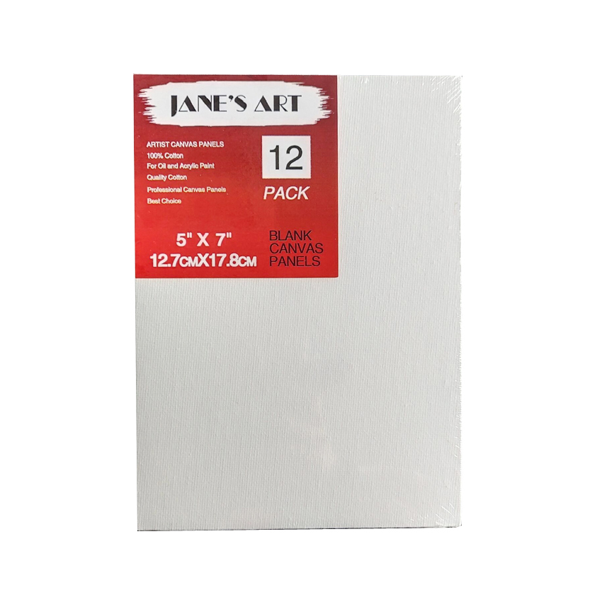 Papel de lienzo al óleo en blanco para pintar, tablero de dibujo de madera, paquete de 12 paneles de pintura artística de Jane, 5x7 pulgadas/8x8 pulgadas/8x10 pulgadas: 5x7  (12pack)