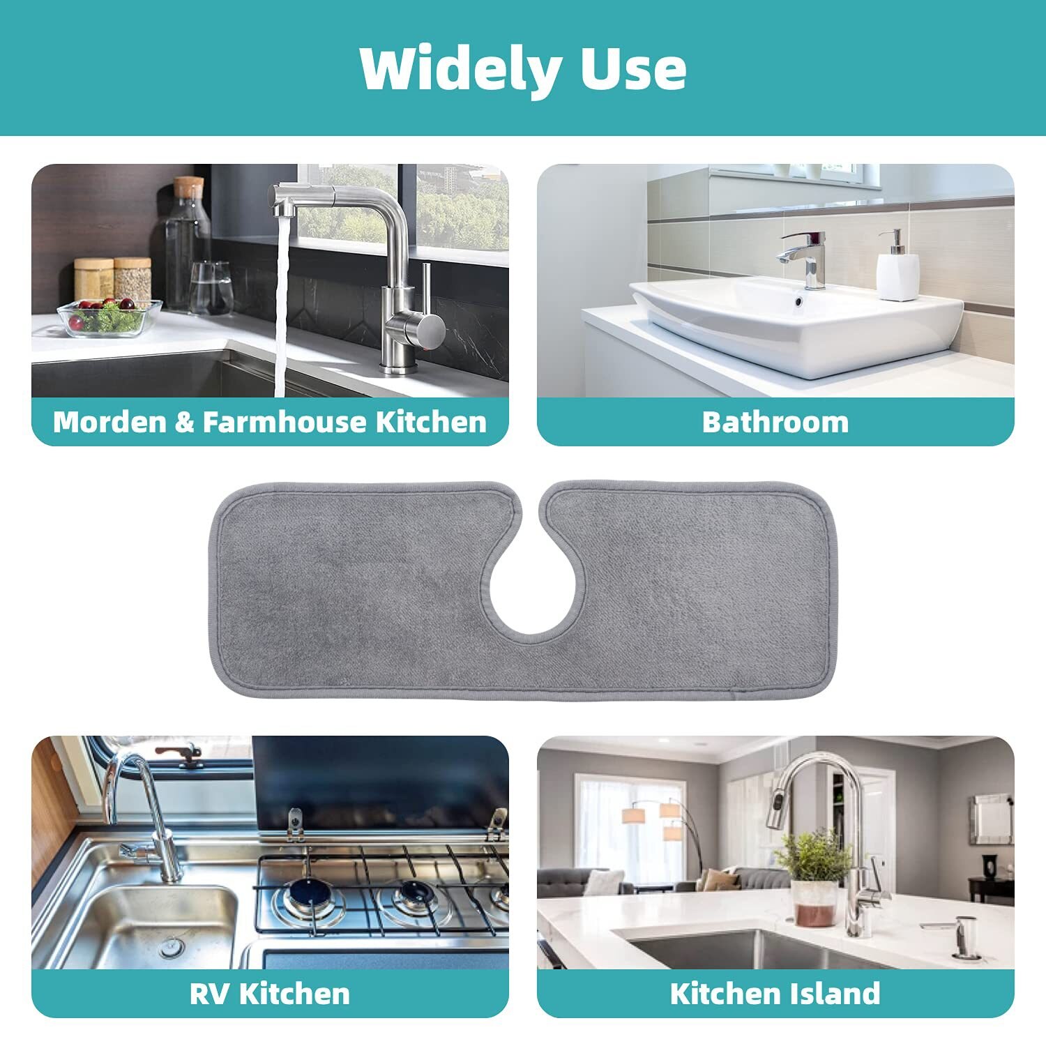 Vandhane absorberende pude vask stænkdæksel mikrofiber vandhane wrap-around stænkpanel køkken badeværelse bordplade vask vandtæt