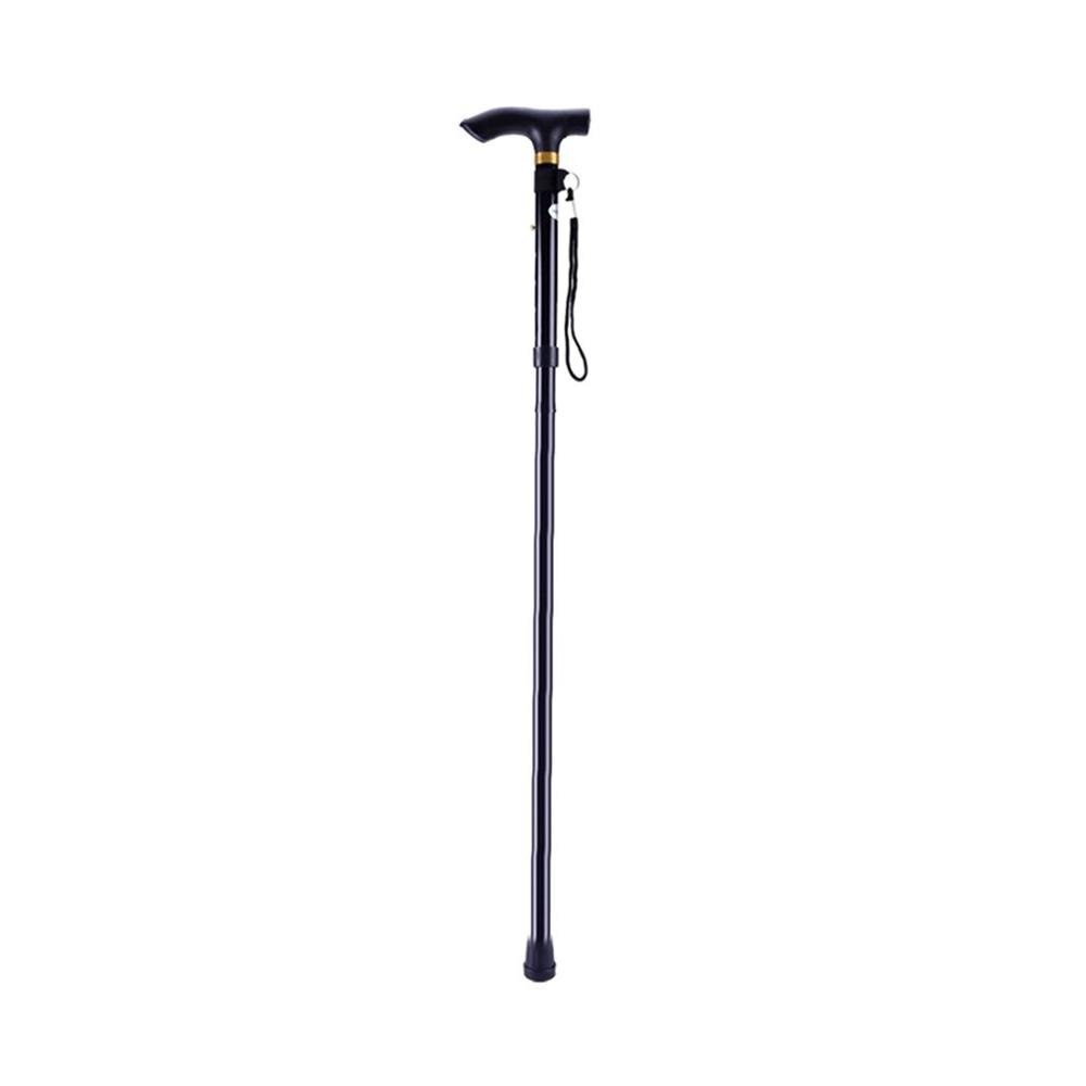 Aluminum Metal Four Sections Walking Stick Easy Adjustable Foldable Collapsible Travel Cane Camping Trekking Stick: black
