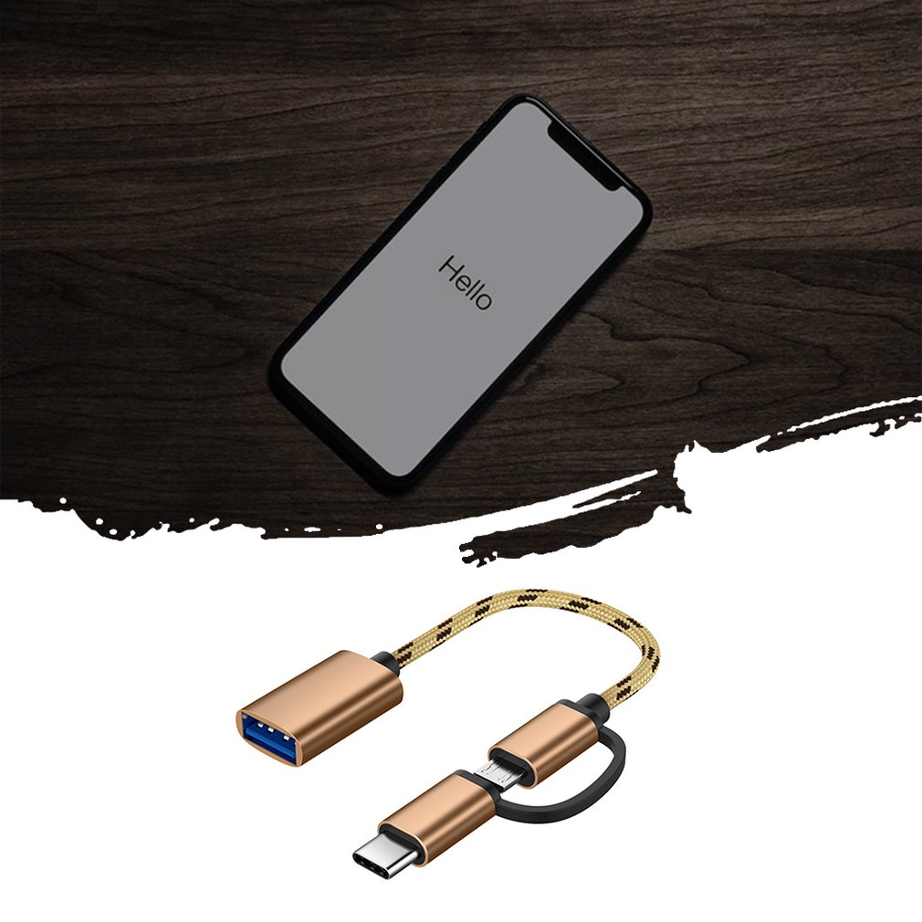 2 in 1 Typ-C Männlichen + Mikro USB Stecker Auf USB 3,0 Weiblich Schnittstelle Kabel OTG Adapter Schnelle Transfer Datum Kabel Für Android Samsung