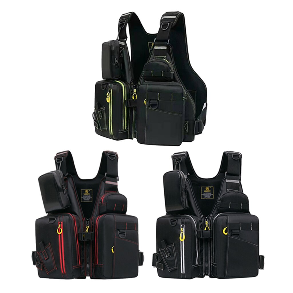 1 Piece Adult Universal Ski Vest Adjustable Kayak Fishing Vest Clothes Journalists Vest Multi-pockets Outdoor Work Jacket Hiking