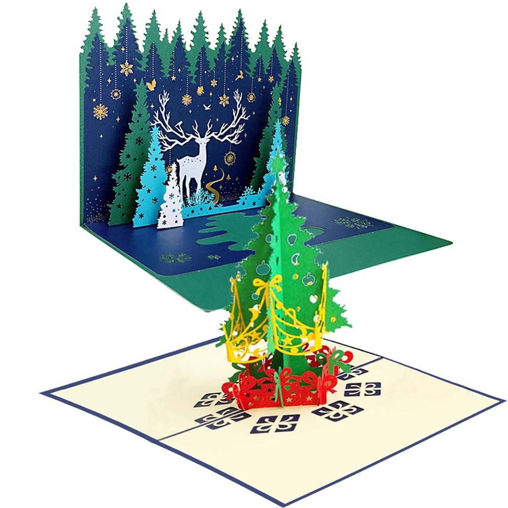 2pcs Santa Cards Christmas Greeting Cards 3D Pop Up Party Invitations Year Greeting Card Anniversary Postcard: Style 2