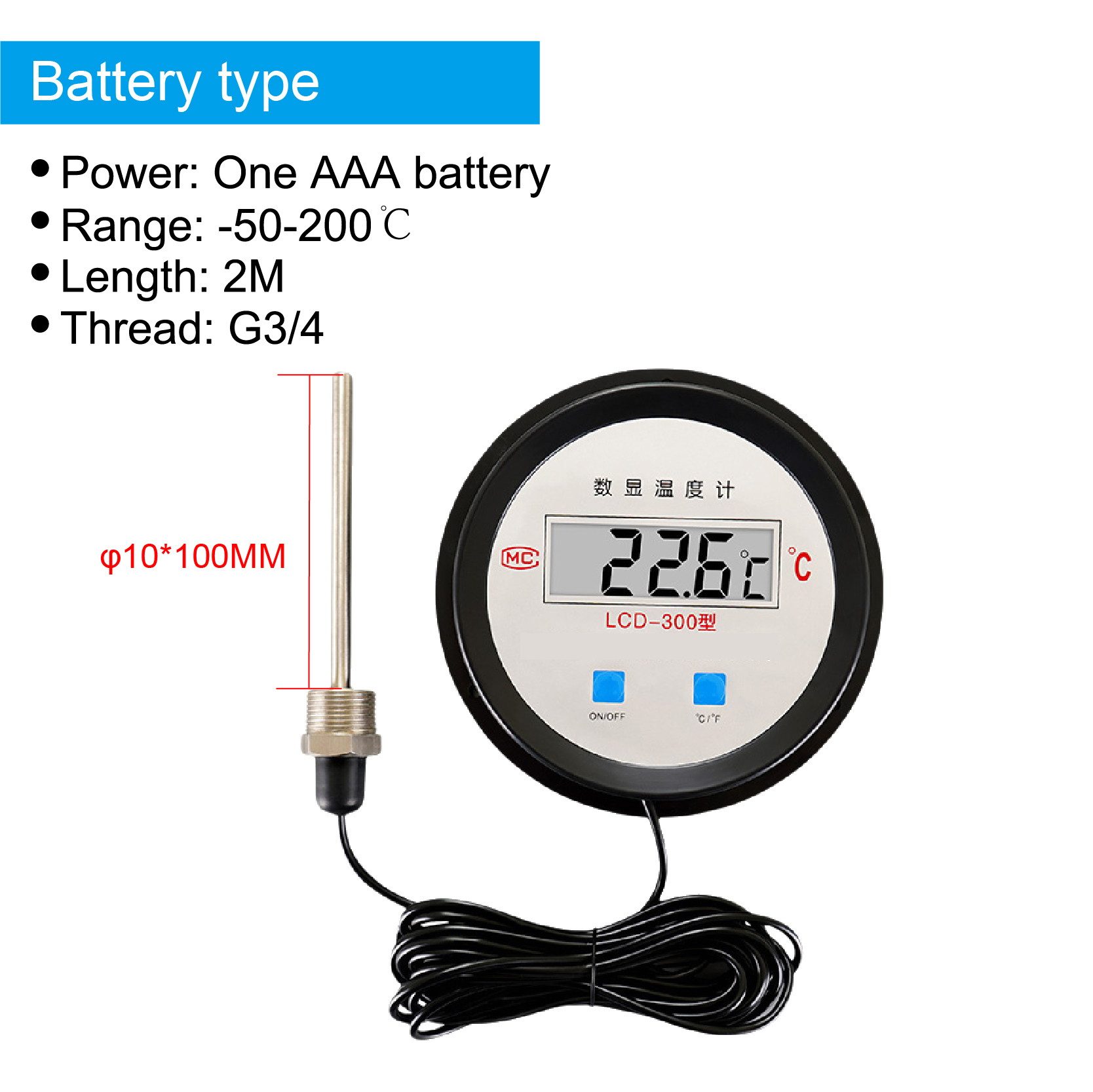 Digitale Thermometer met LCD Display Temperatuurmeter voor Keuken Voedsel en Lichaam: green
