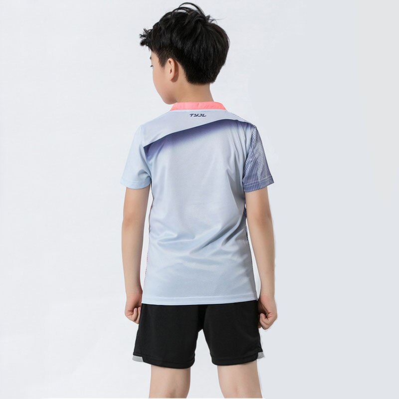 Seje drenge badmintonsæt , hurtigtørrende børne tennisdragt , børne badminton skjorte , bordtennis t-shirts grå 2xs-3xl