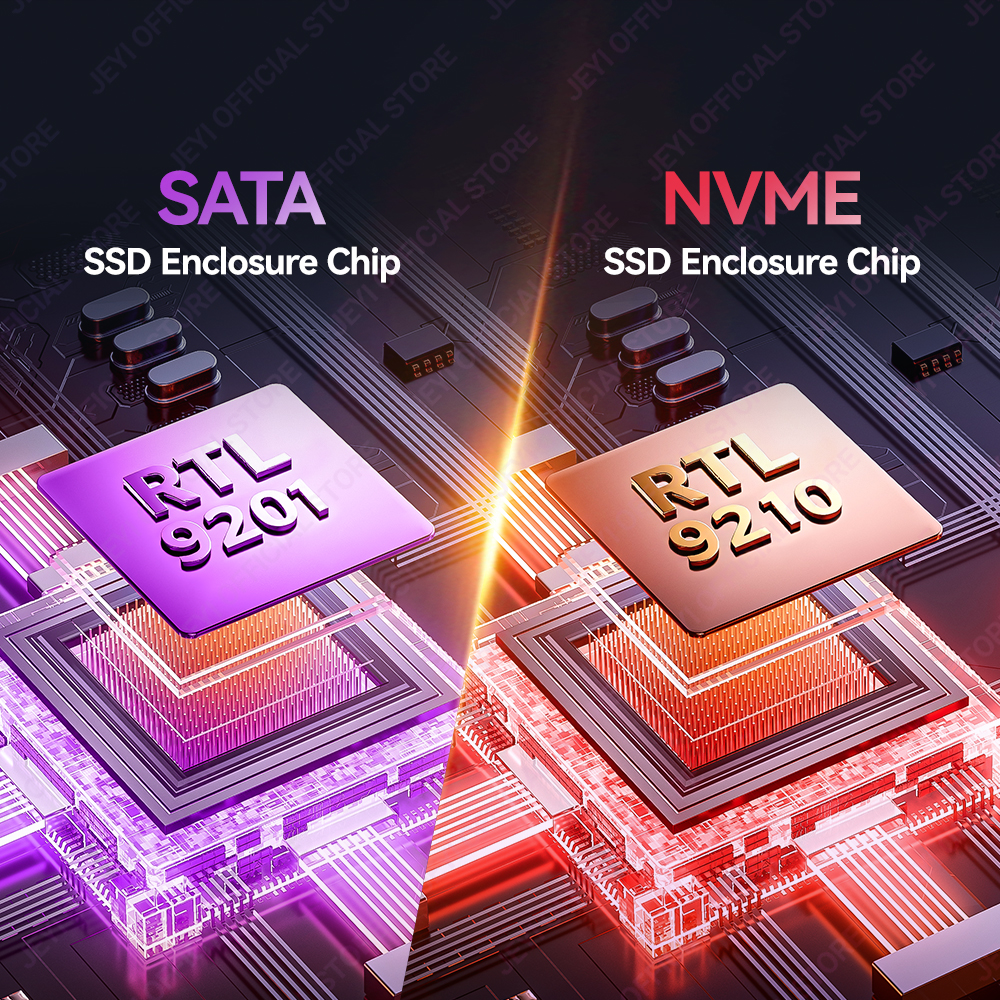 JEYI M.2 SSD Aluminum Enclosure with NVMe/SATA Dual-Protocol support | USB 3.2 10Gbps|Supports 2230/42/60/80 SSDs | UASP+TRIM