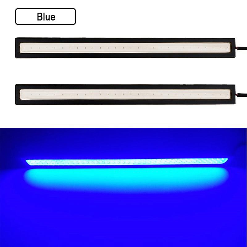 10PCS 17CM LED DRL Waterproof Driving Daytime Running Lights Strip 12V COB LED Car Aluminum Stripes Lights: Blue