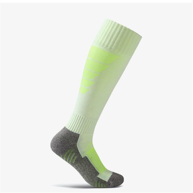 1 pairs Children Sports Football Sock Kids Knee High Breathable Training Outdoor Running Cycling Ski Socks for Boy: green white / EU 28-32