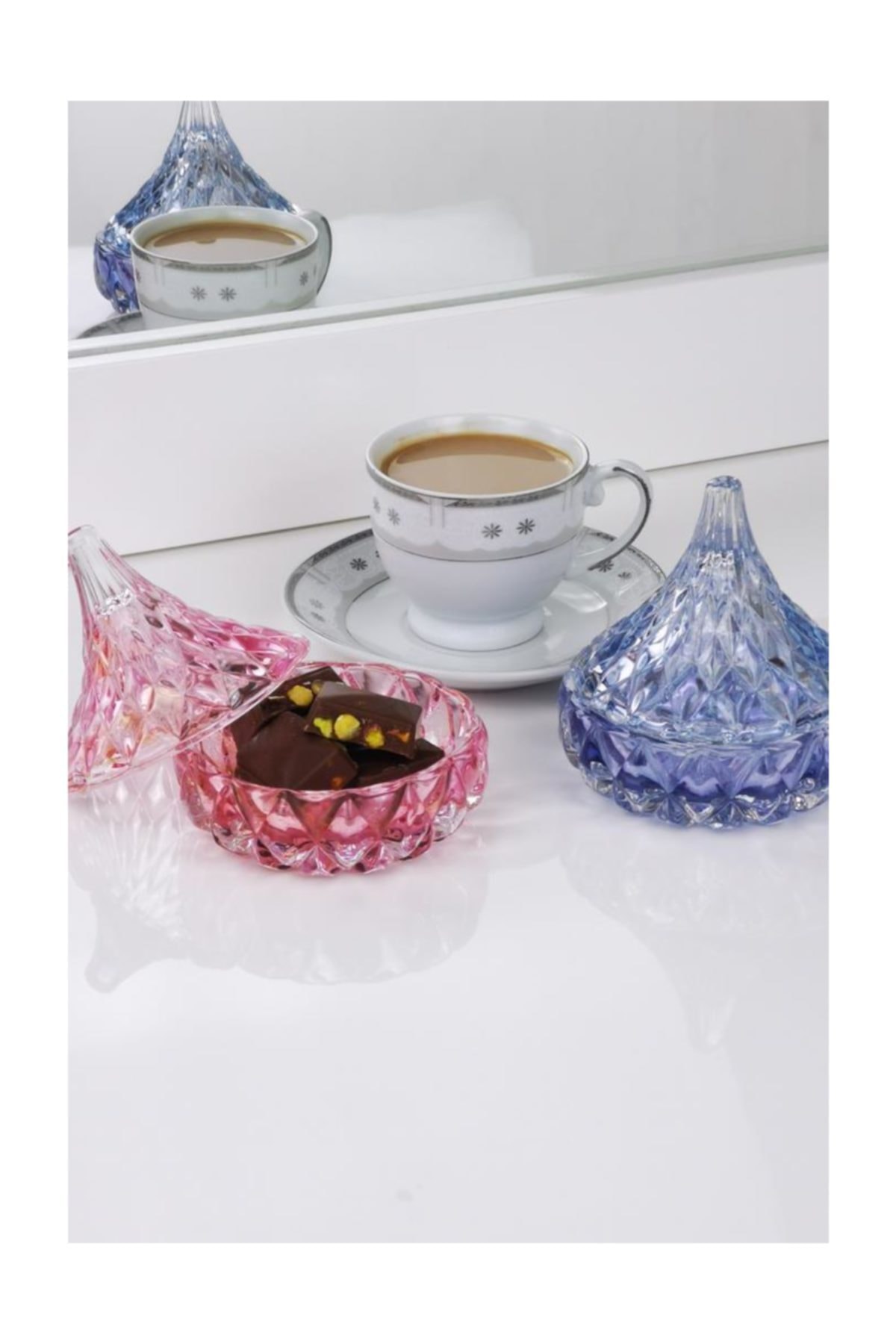 Lusterware Mini Dome Glas Lokum Suikerpot Snoep Opslag Deur Koepel Van De Ottomaanse Glas Delight Chocolade Houder 2 Stuks