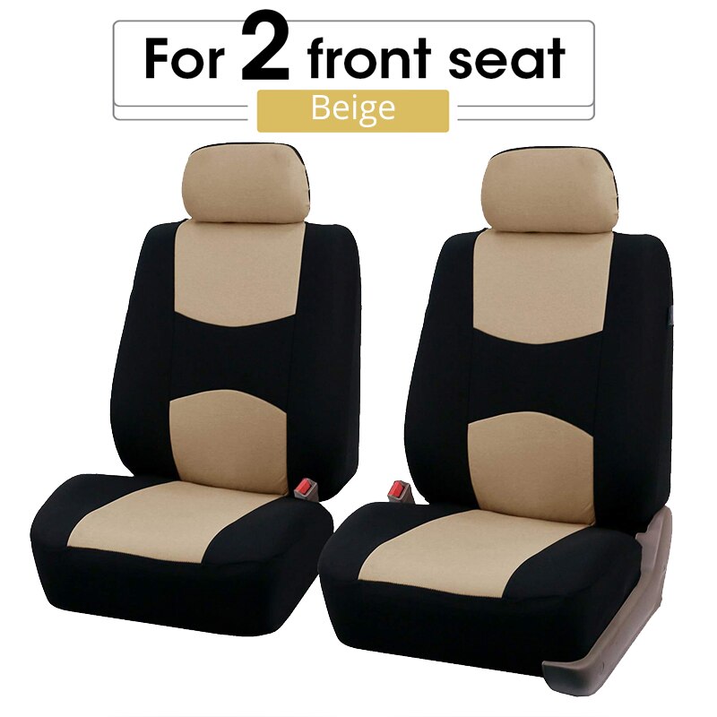 Full Set Car Seat Covers on Blue,Front and Rear Seat Protection Universal Fit AutoTruck Van SUV,For Toyota Yaris Nissan Citroen: 2pcs-front beige