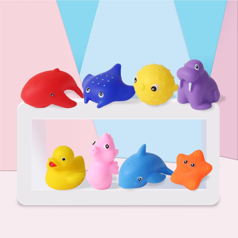 Pegamento suave de dibujos animados para niños, juguetes de baño para niños, Animal marino, Spray de agua, pegamento de azúcar, juguetes de baño para bebés