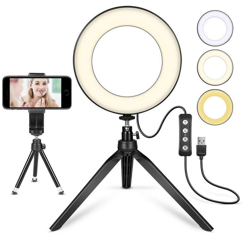 Photography LED Selfie Ring Light Dimmable Camera Phone Ring Lamp With Stand Tripods For Makeup Fill Light Video Live Studio: Default Title