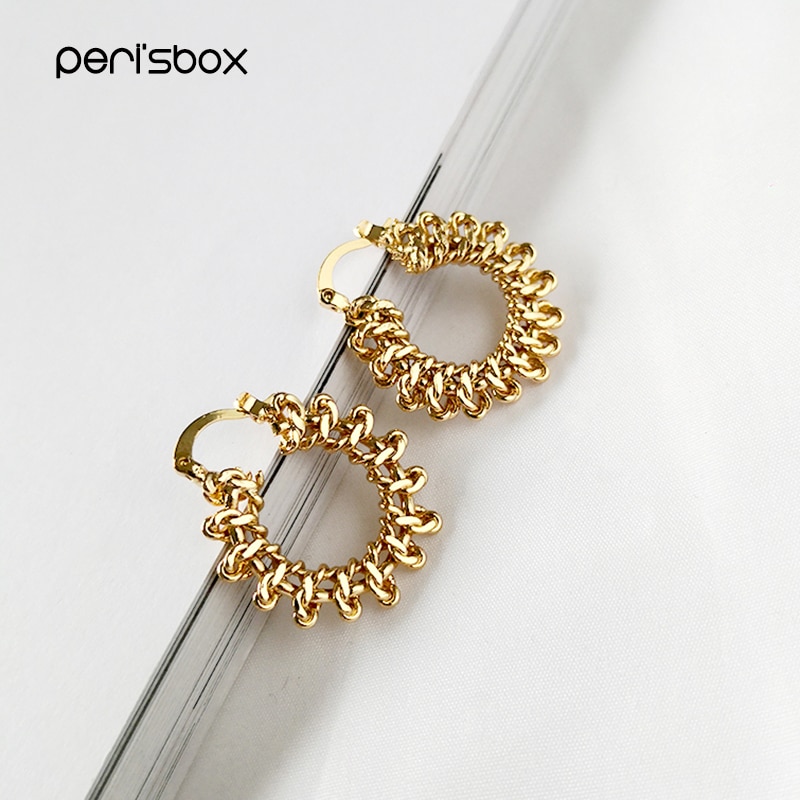 Peri'sBox Symmetrical Round Multi Knots Geometric Earrings Brass Gold Hoop Earrings for Women Stylish Dainty Earrings Hoops