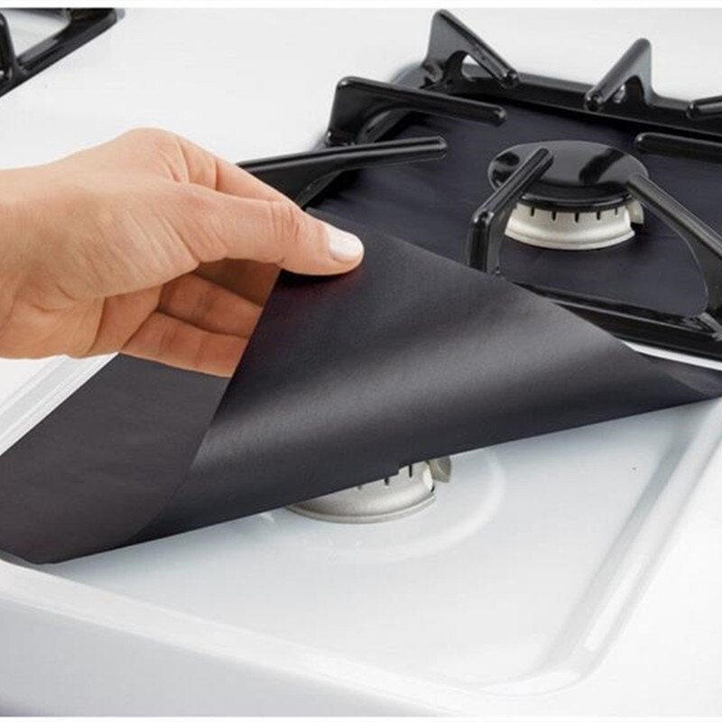 2 sztuk lub 4 sztuk 27*27cm wielokrotnego użytku blachy kuchenka gazowa podkładka ochronna czarny srebrny kuchenka gazowa ochraniacz