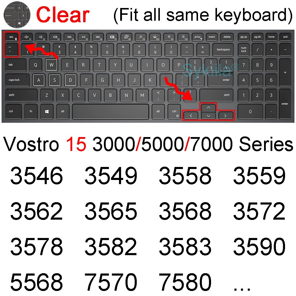 Klawiatura pokrywa dla Dell Vostro 15 5000 7000 3000 serii 5510 5515 7510 ochraniacz skóry film krzemu jasne czarny Obudowa 2021 2020: jasny 2015-2020