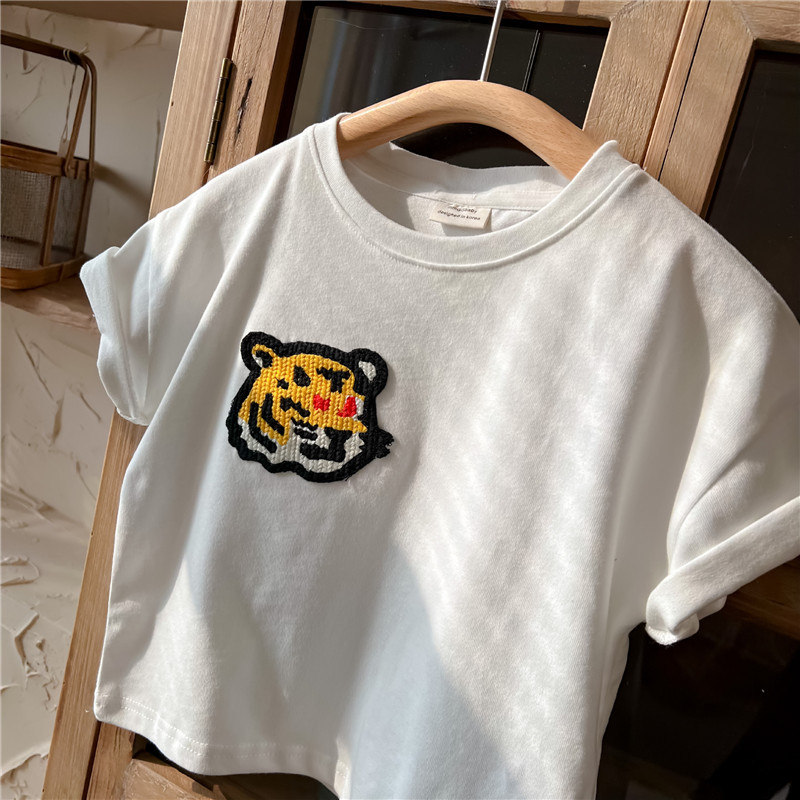EnkeliBB freundlicher Super cool Tiger T-Shirt aufbringen freundlicher unisex lässig T-Hemden 2022 neue Kleinkind Spitzen Weiß