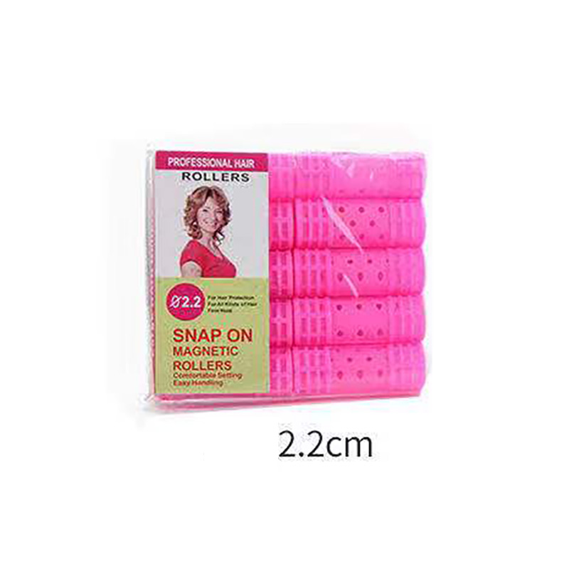 Snap on Hair Roller Hairdressing Home Use DIY Steam Perm Flexi Rods with Clips Clamps Magic Self-Adhesive Rollers 6 Size: 22mm Random Color