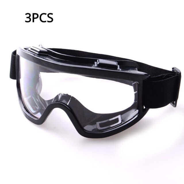 Safety Goggle Anti-splash Dust-Proof WInd-Proof Work Lab Eyewear Eye Protection Industrial Research Safety Glasses Clear Lens: 3pcs Black Goggle