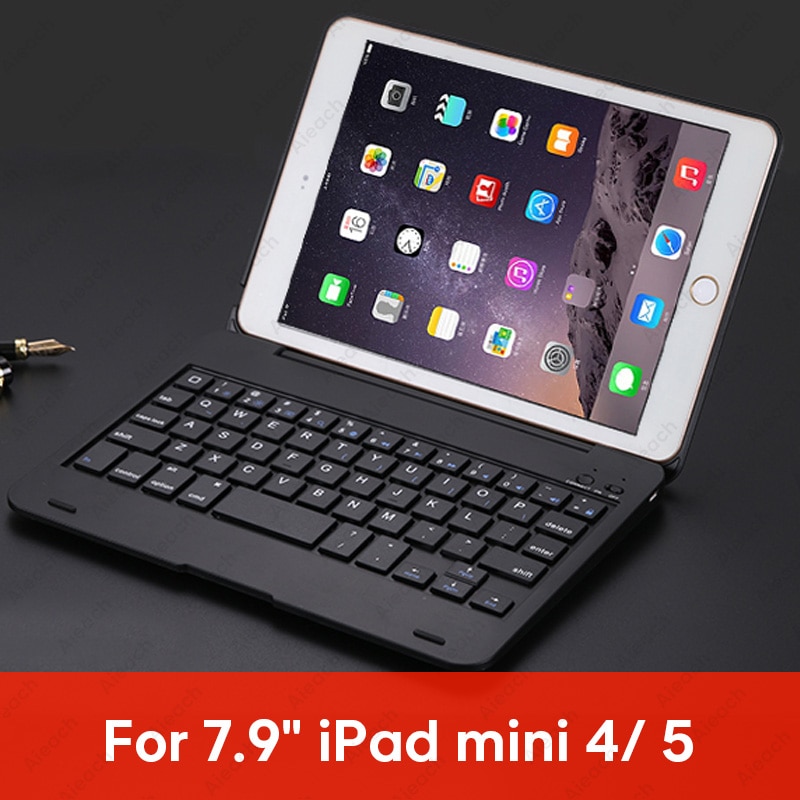 AIEACH 130° Smart Folio Keyboard Case For iPad Air 1 2 Mini 5 4 3 Cover With Sleep/Wake For iPad 5th 6th Pro 9.7 Case: mini 4 5 Black