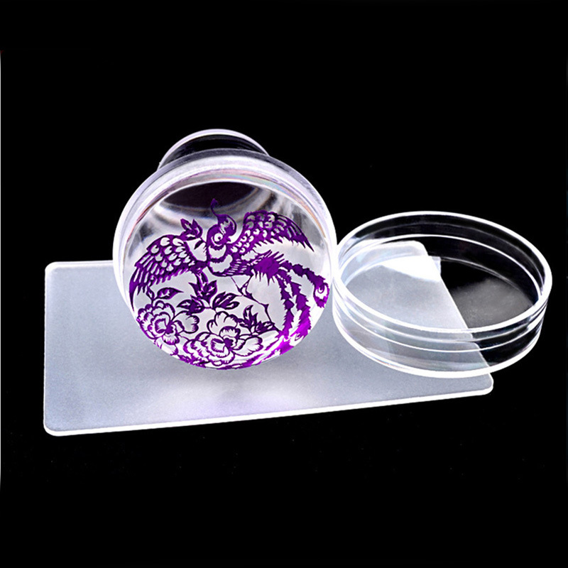 1Pc Grote 4cm Nail Clear Jelly Siliconen Marshmallow Stamper Met Schraper Manicure Tool Nail Art Stamping Set YZ19