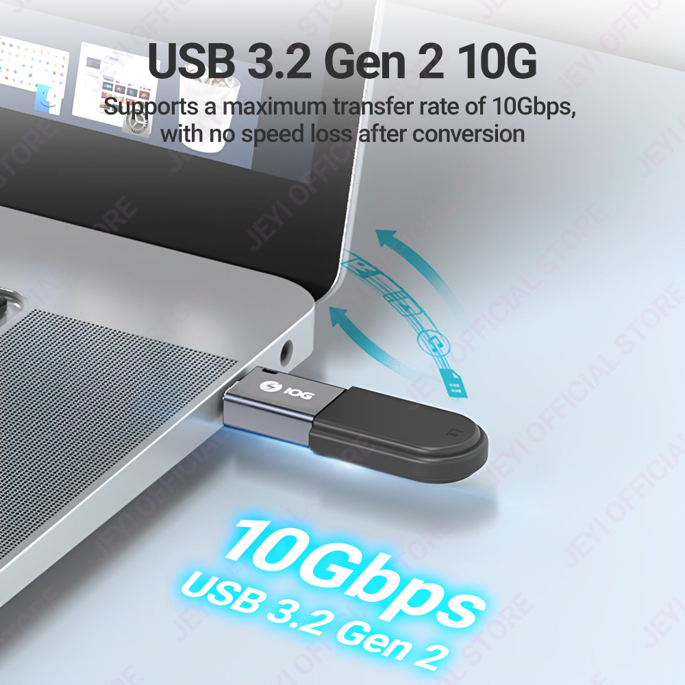 JEYI USB 3.2 to Type C OTG 10G Adapter, 36W Fast Charge Type C to USB 3.2 Converter, Male C to C 40Gbps Support Thunderbolt 3