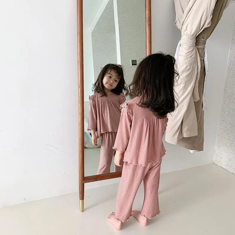 Baby Meisje Pyjama Past Lente Herfst Casual Nachtkleding Kinderen Koreaanse Stijl Kleding Sets Kids Homewear Kleding 2Pcs