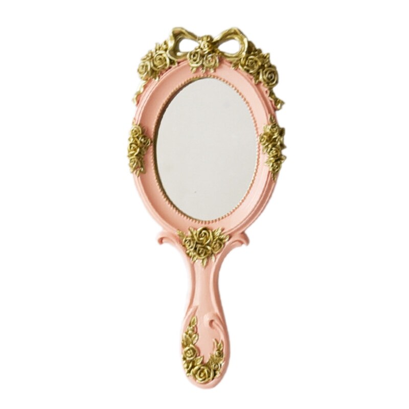 Nette Kreative Jahrgang Hand Spiegel machen-hoch Eitelkeit Spiegel Handheld Kosmetik Spiegel mit Griff für: Rosa
