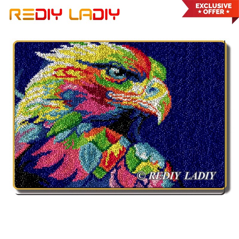 Latch Hook Rug Kits Rainbow Eagle Crocheting Carpet Rug 100% Acrylic Yarn Cushion Mat DIY Carpet Rug Home Decor Arts & Crafts