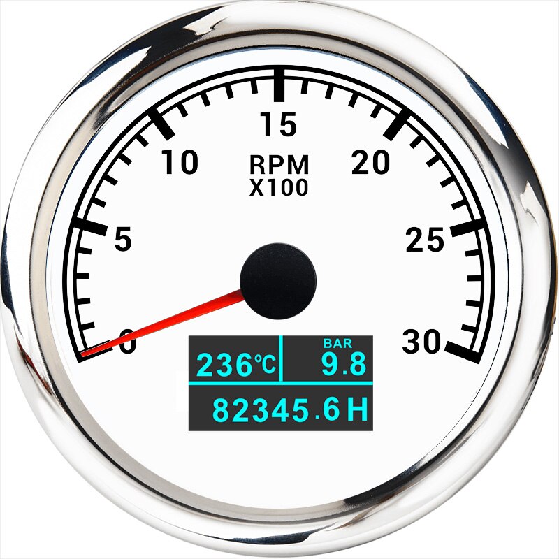 3 in 1 Tachometer Gauge 8000/ 6000/ 4000 RPM 85mm Waterproof Tacho Meter LED Water Temp Oil Pressure Hour Meter For Boat Car: 3000-WS