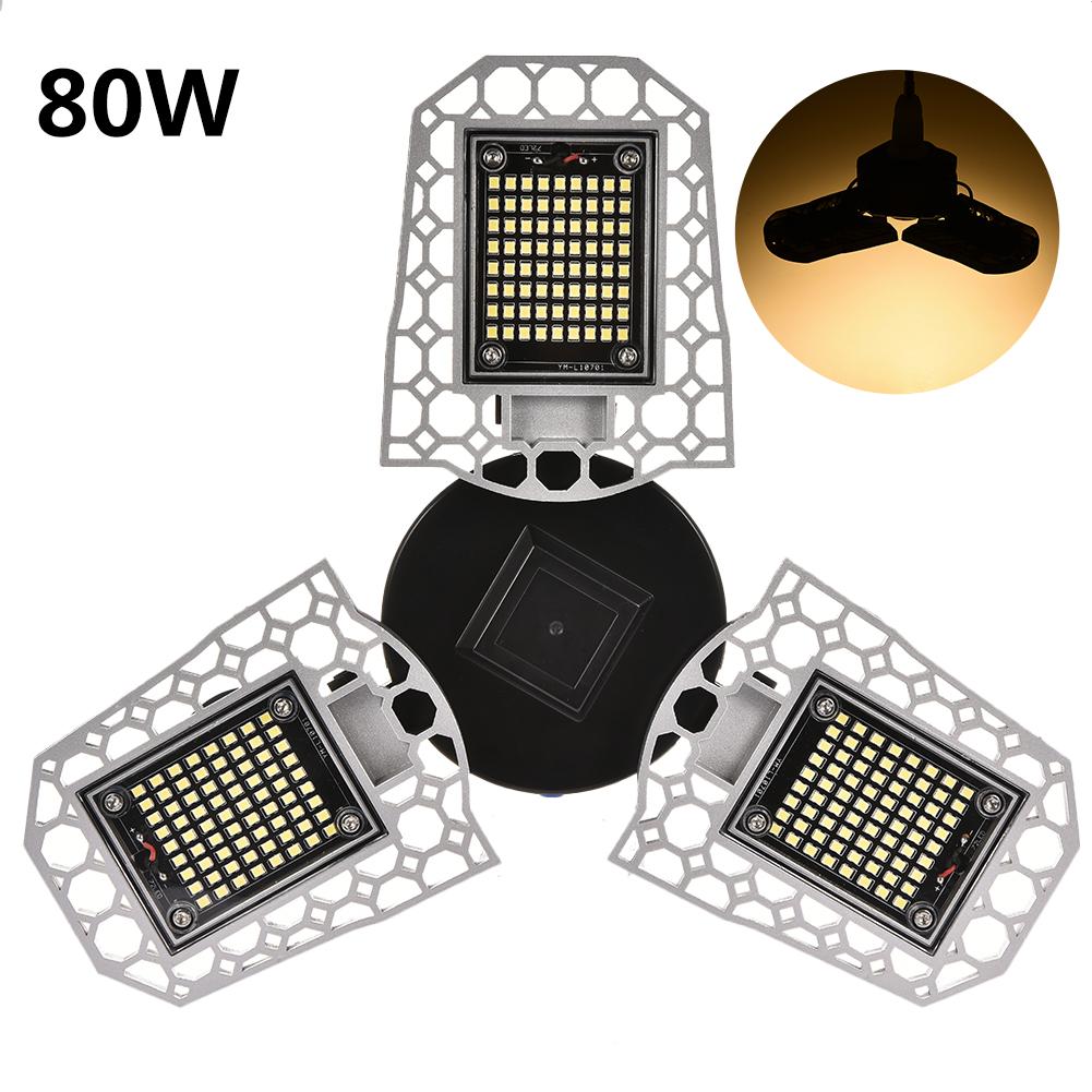 Super Bright Aluminum LED Garage Lights E27 60W 80W 100W IP65 Deformable LED Garage Ceiling Light for Parking Workshop Warehouse: 80W Warm Induction