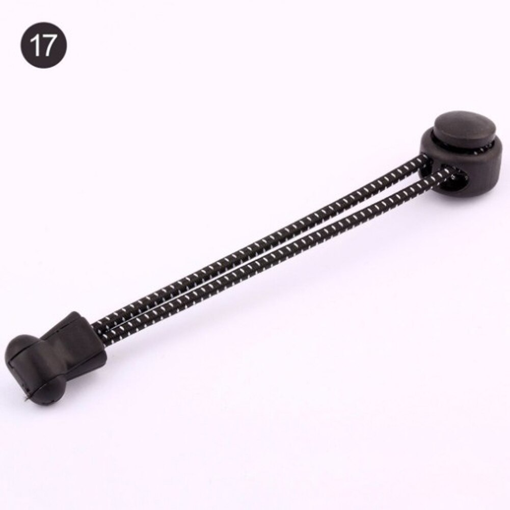 1pc 19 farger sneaker skolisser elastisk uten knyte sko lisser strekk låse sent lisser rask gummi rund skolisser: Svart hvit