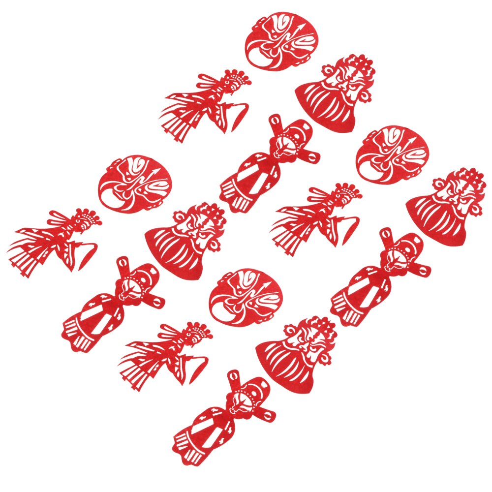 16pcs Children's DIY Chinese Paper Cuts Chinese Opera Masks Paper Cuttings (Red)