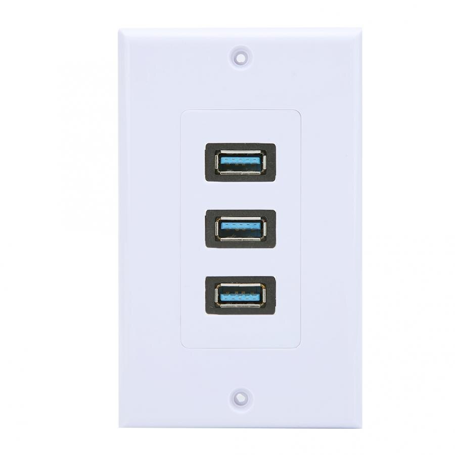 USB Plaat Panel 3 Poort USB3.0 USB Wall Panel Wandplaat Panel voor Hotel Thuis Kantoorgebouw ONS Standaard