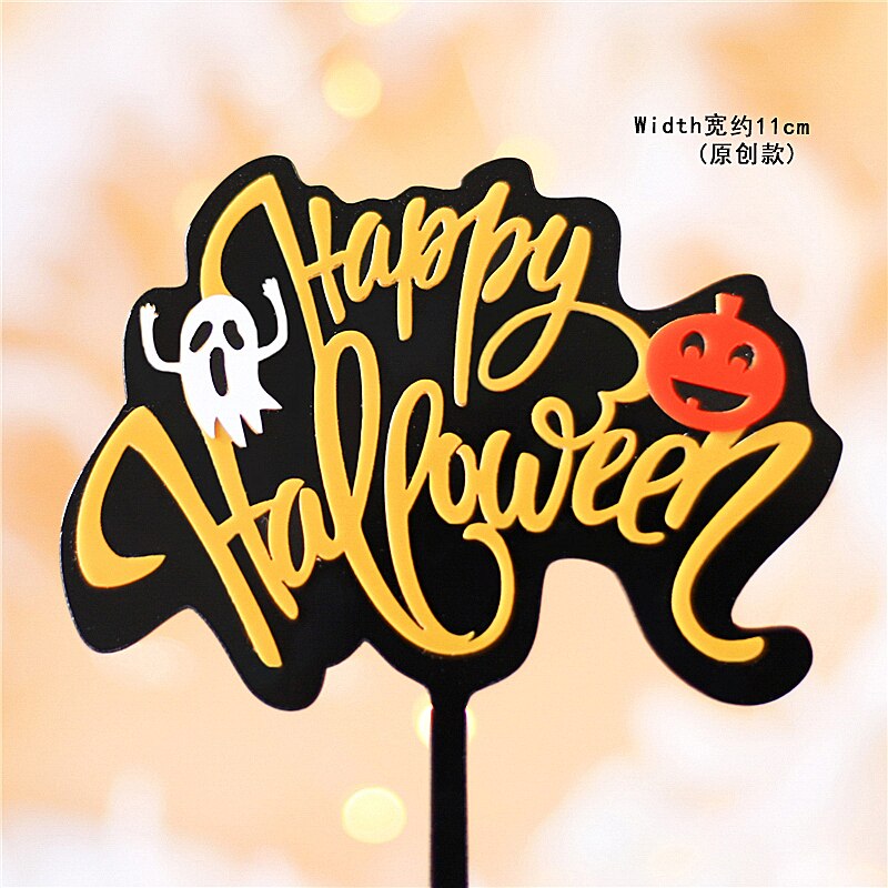 Akryyli onnellinen halloween savi lepakko haamu kurpitsa kakku päällystys temppu tai herkku juhlatarvikkeet jälkiruoan koristelu: 1pc jr254c