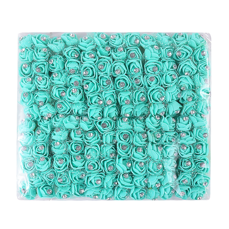 144 Stuks Mini Kunstbloemen Hoofd Met Strass Schuim Teddybeer Rozen Boeket Voor Bruiloft Home Decor Kerstkrans: Zilver