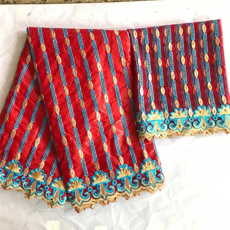 5 meter bazin riche afrikaanse bazin kantstof +2 meter mesh tule kant met kralen  ky102520