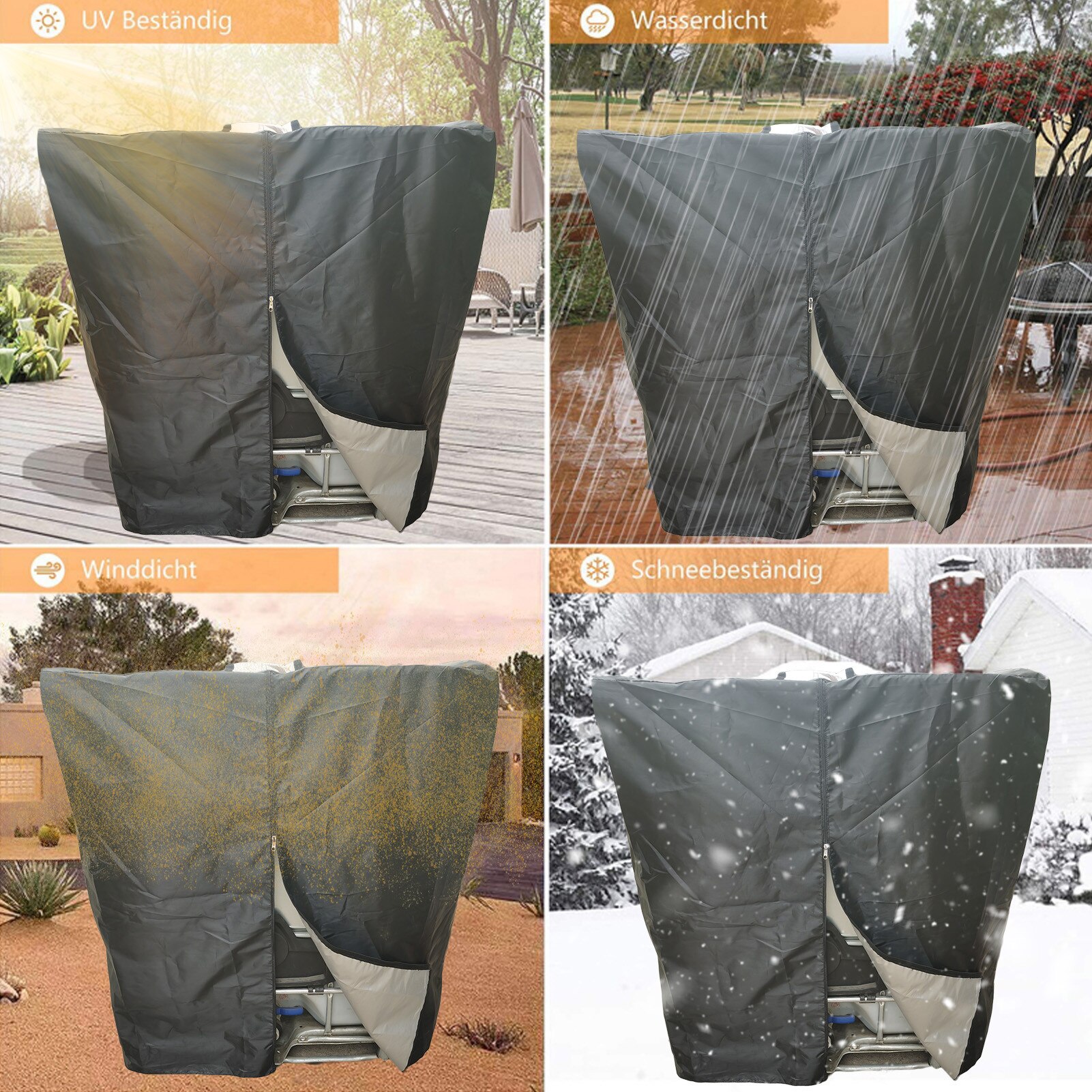 IBC Ton Barrel Dust Cover Ton Barrel Rain Cover Sunshade IBC Ton Barrel Accessories 1000L Ton Barrel Cover 210d Fabric