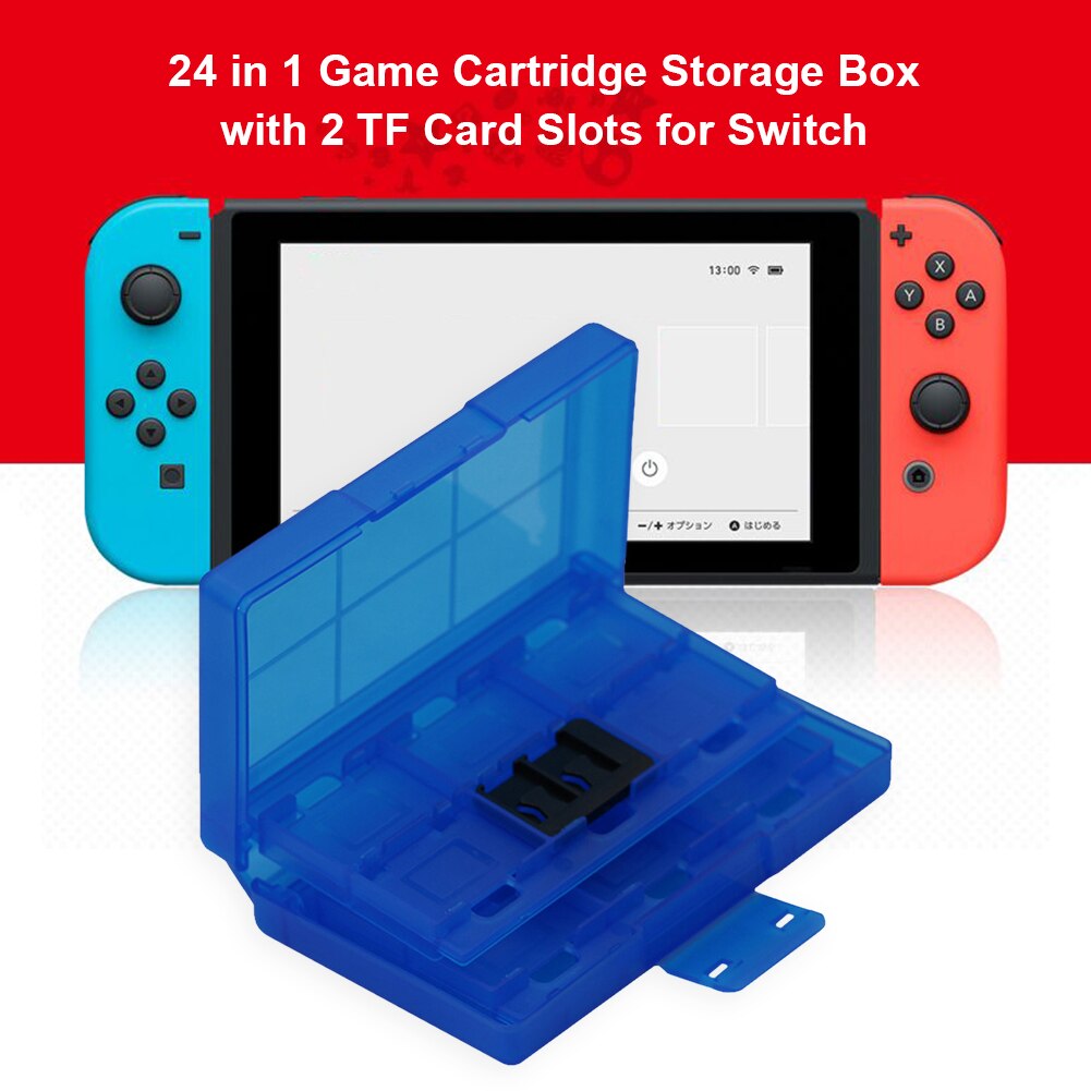 Estuche para tarjetas de juego 24 en 1 para Nintendo Switch, caja de almacenamiento portátil de plástico duro con 2 ranuras para tarjetas TF